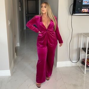 PINK VELVET SUIT